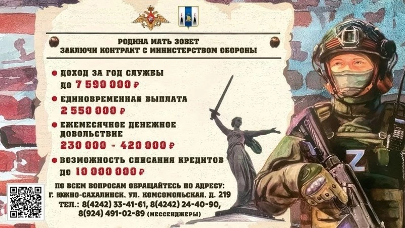 Служба по контракту: выплата 2,55 миллиона рублей, льготная ипотека и другие меры поддержки