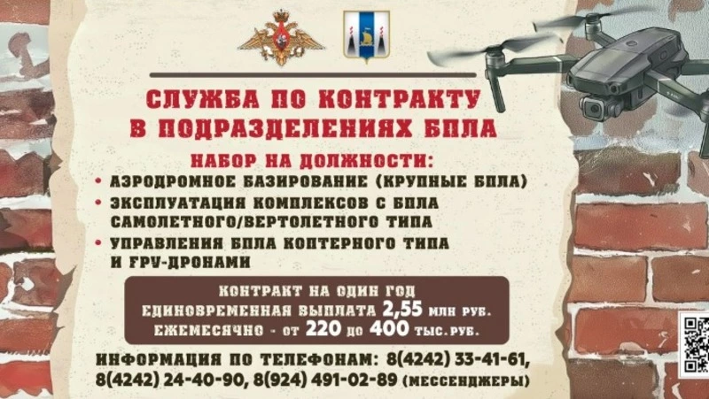 Южносахалинцам предлагают годовой контракт в подразделениях БПЛА