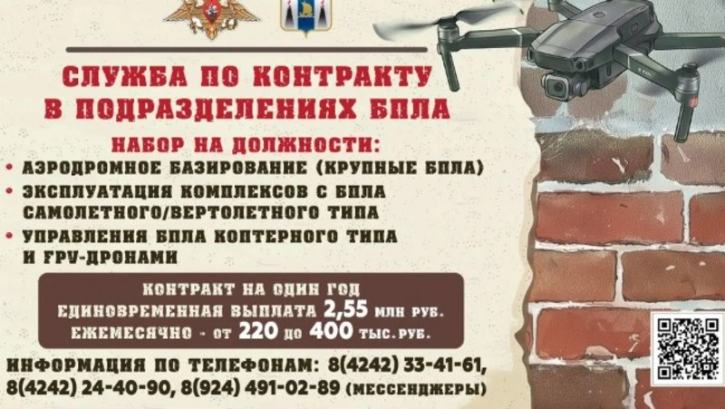 Южносахалинцам предлагают годовой контракт в подразделениях БПЛА